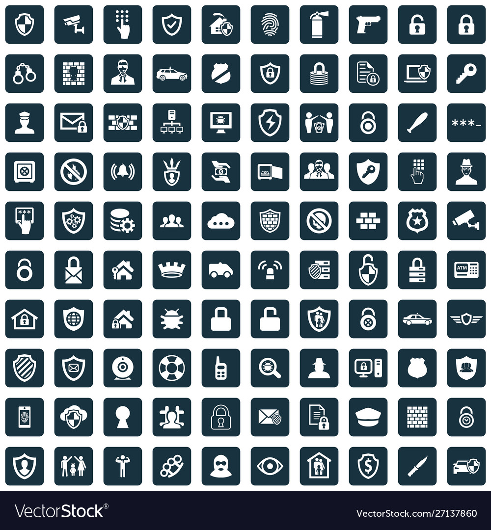 Security 100 icons universal set for web and ui