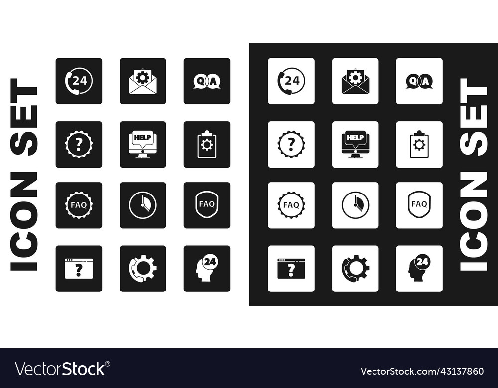 Set question and answer computer monitor help vector image Set question and answer computer monitor help
