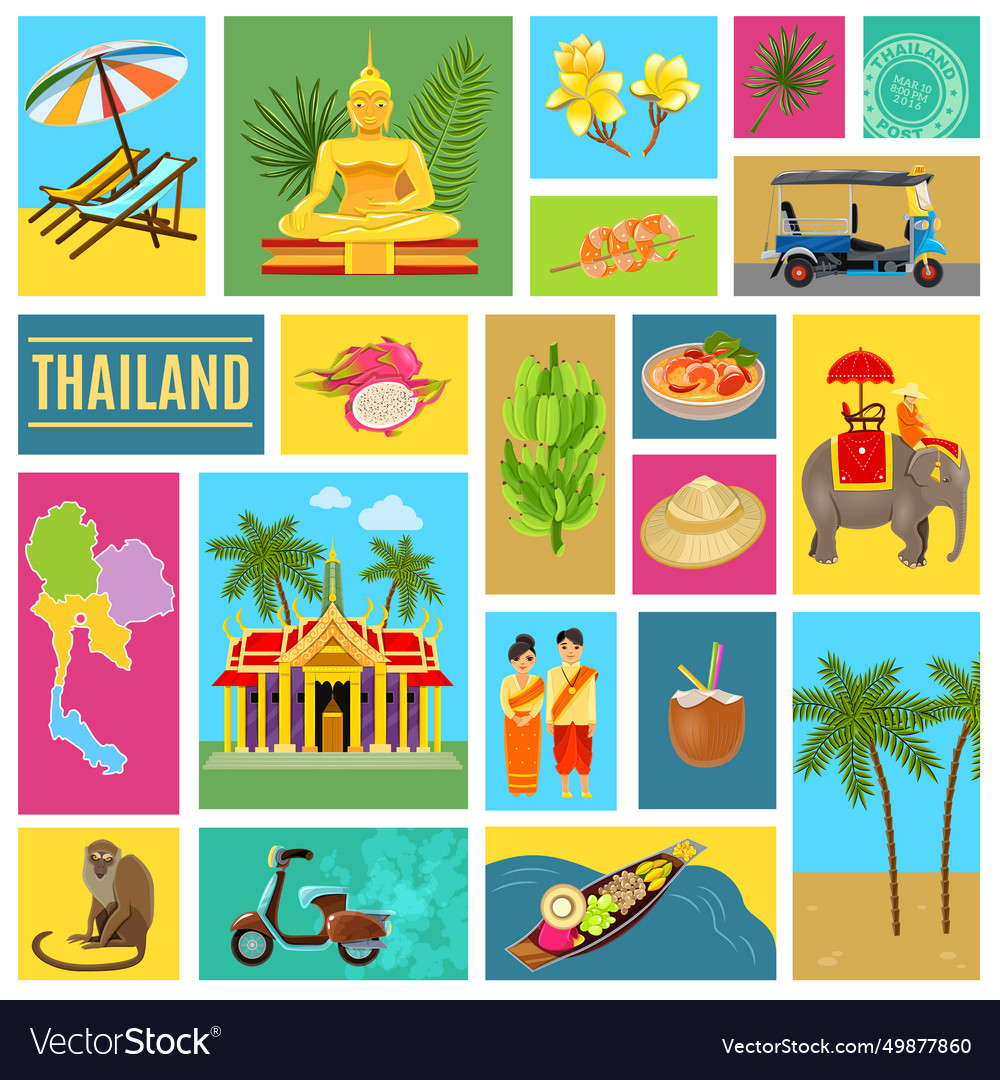 Thailand tiled poster Royalty Free Vector Image