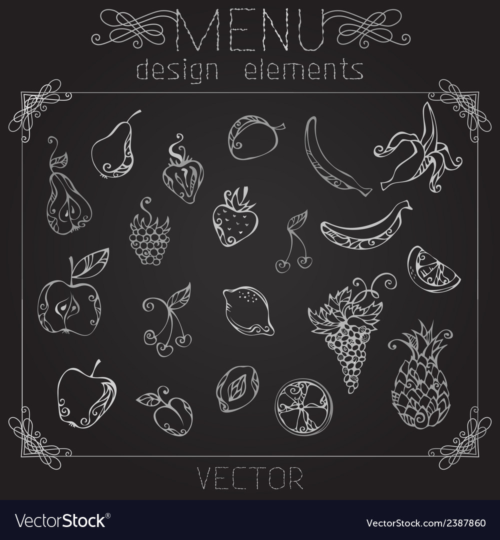 Vintage Fruit Sketch on Chalkboard