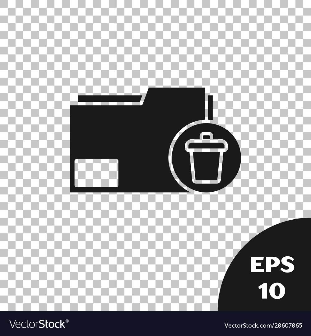 Black delete folder icon isolated on transparent Vector Image Black delete folder icon isolated on transparent