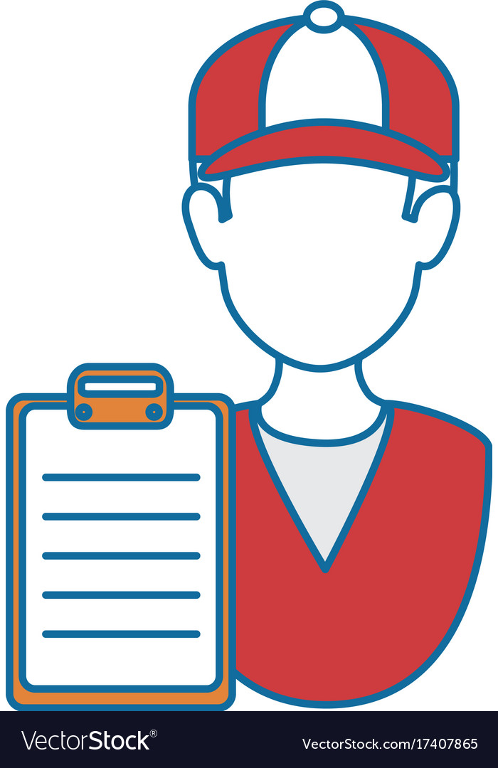Delivery worker with checklist