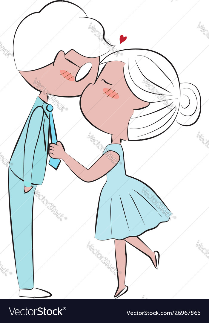 Premium Vector  Cute couple hand drawn doodle style. girl kiss