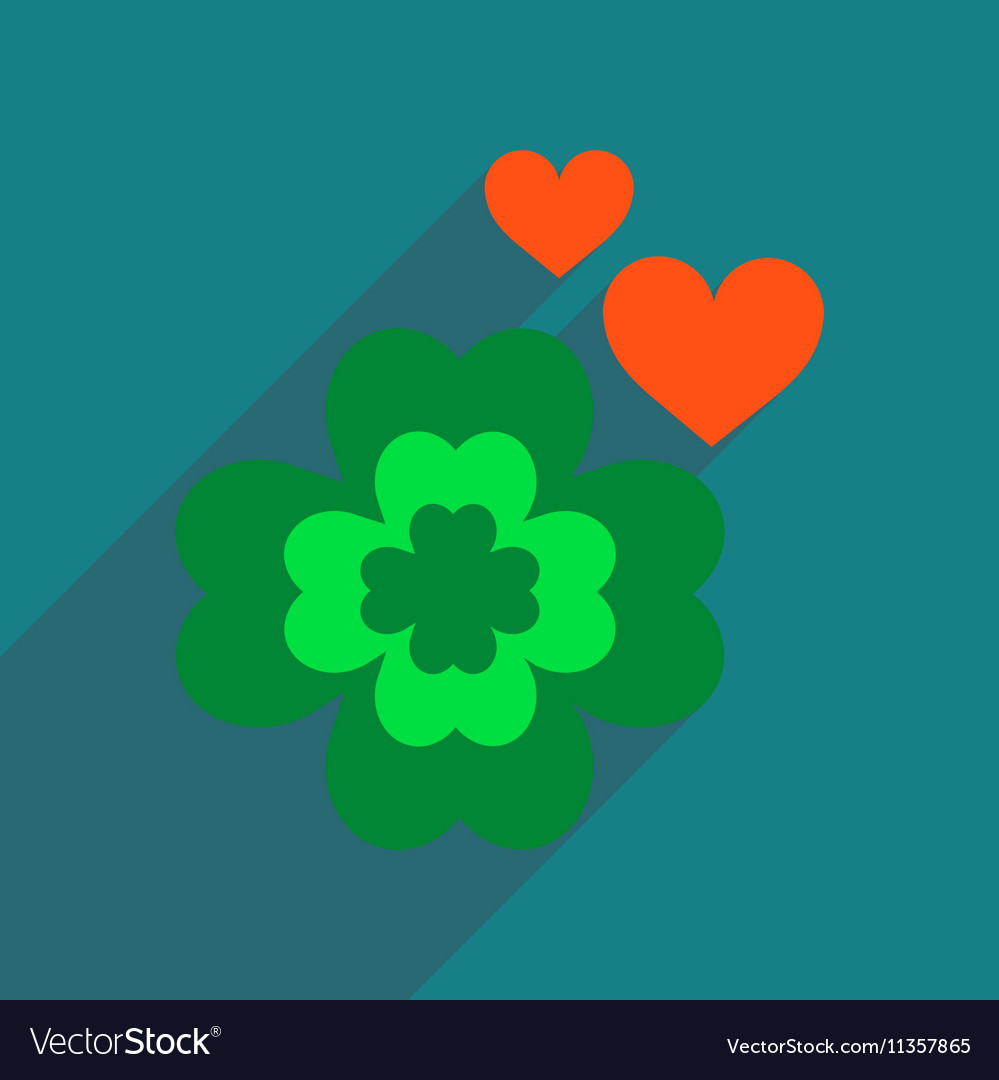 Flat web icon with long shadow clover