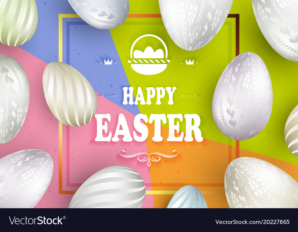Frame with a colorful background and white eggs