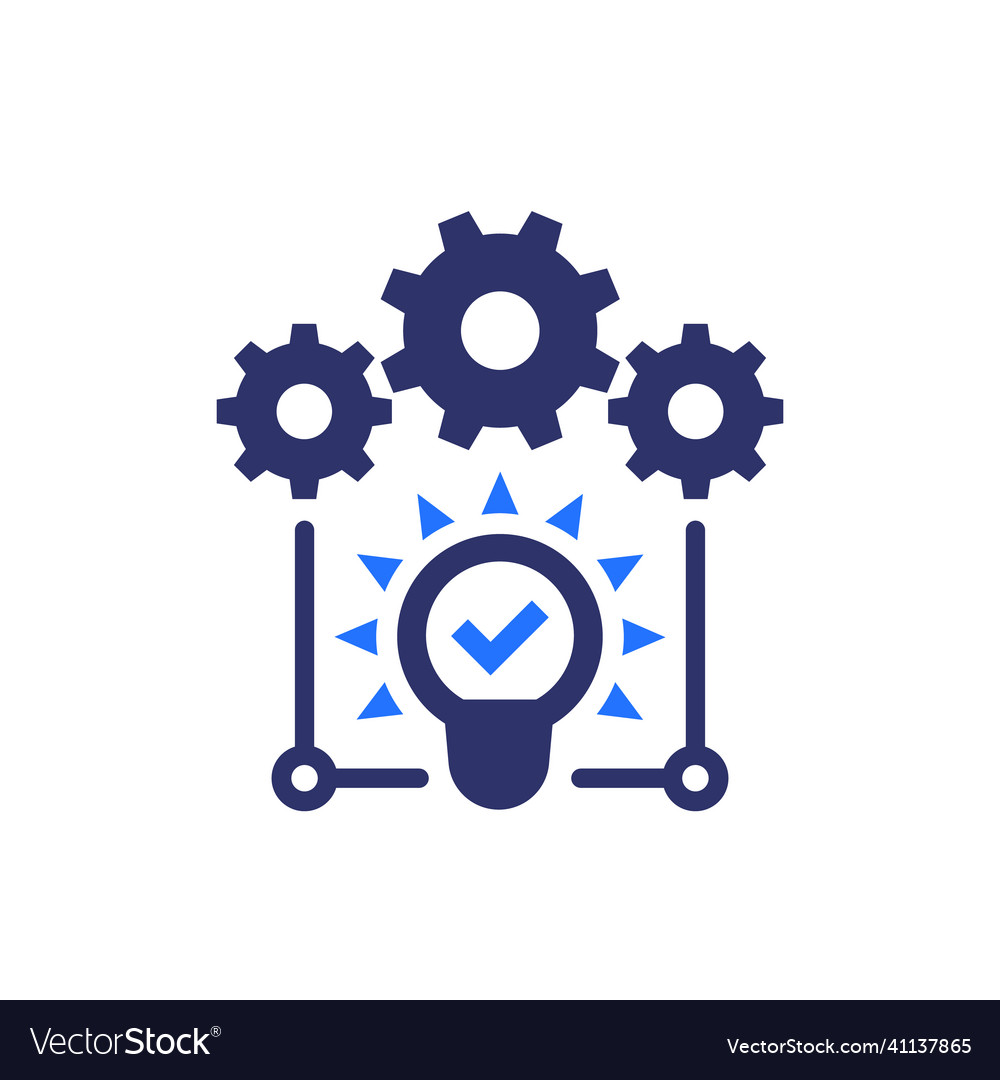 Idea execution icon with gears