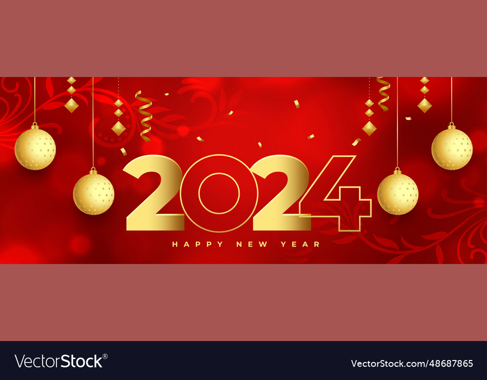 Line style 2024 new year invitation banner Vector Image