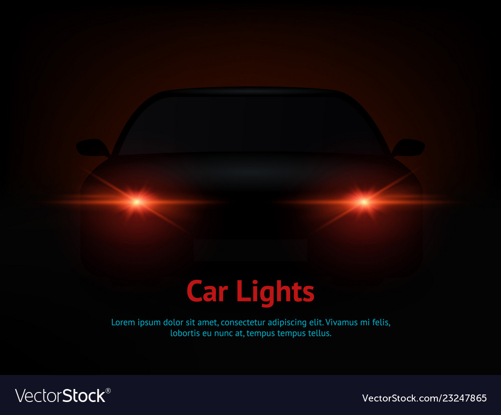 Realistic car lights effect from darkness Vector Image
