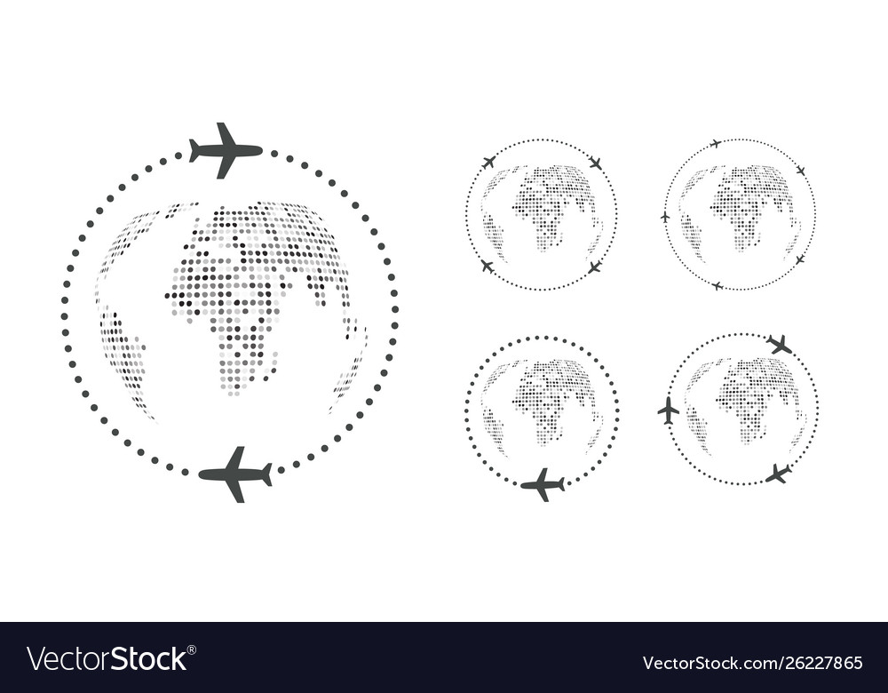 Set simple traveling icons around world