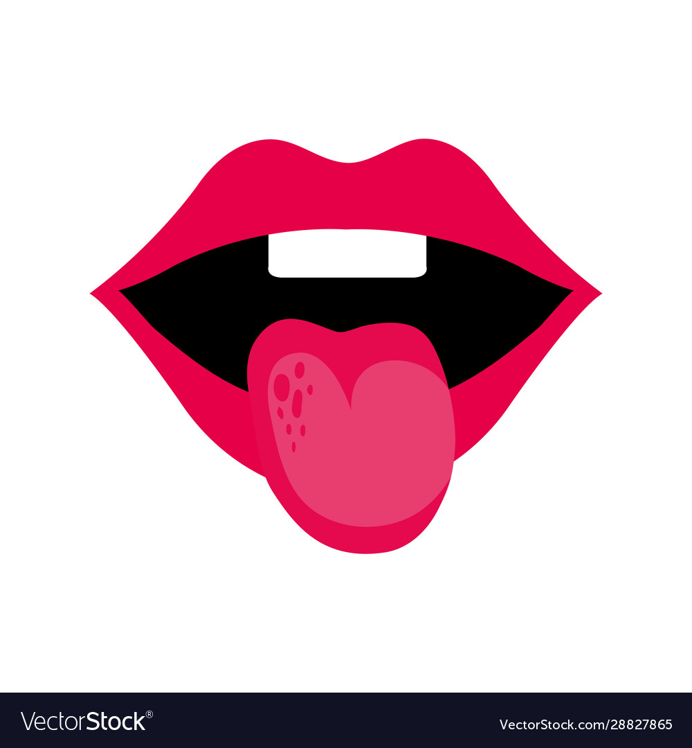 Sexy mouth with tongue out pop art style icon