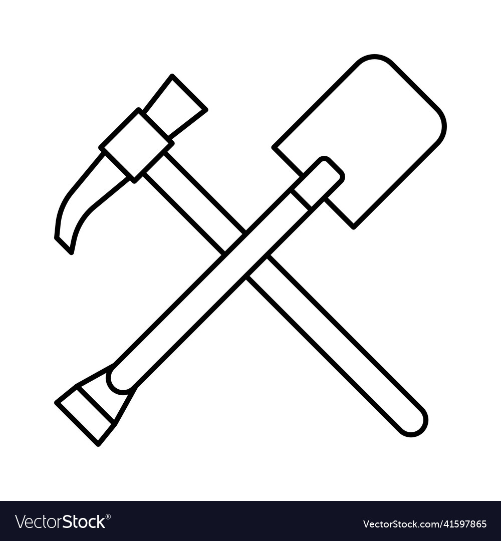 Shovel and pickax line icon