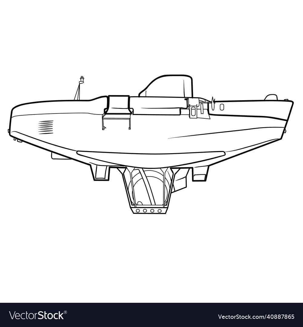 Sketch submarine coloring book isolated object