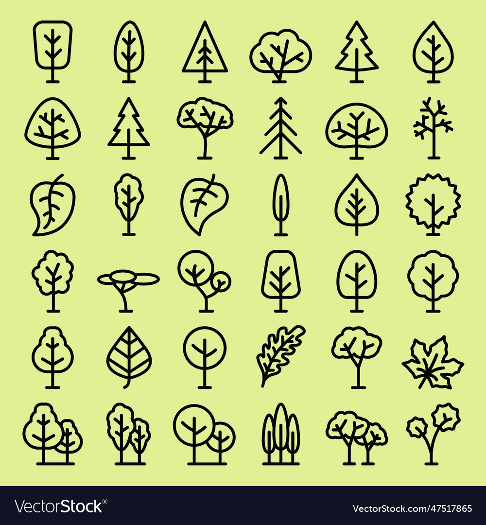 Tree and leaf icon set vector image Tree and leaf icon set