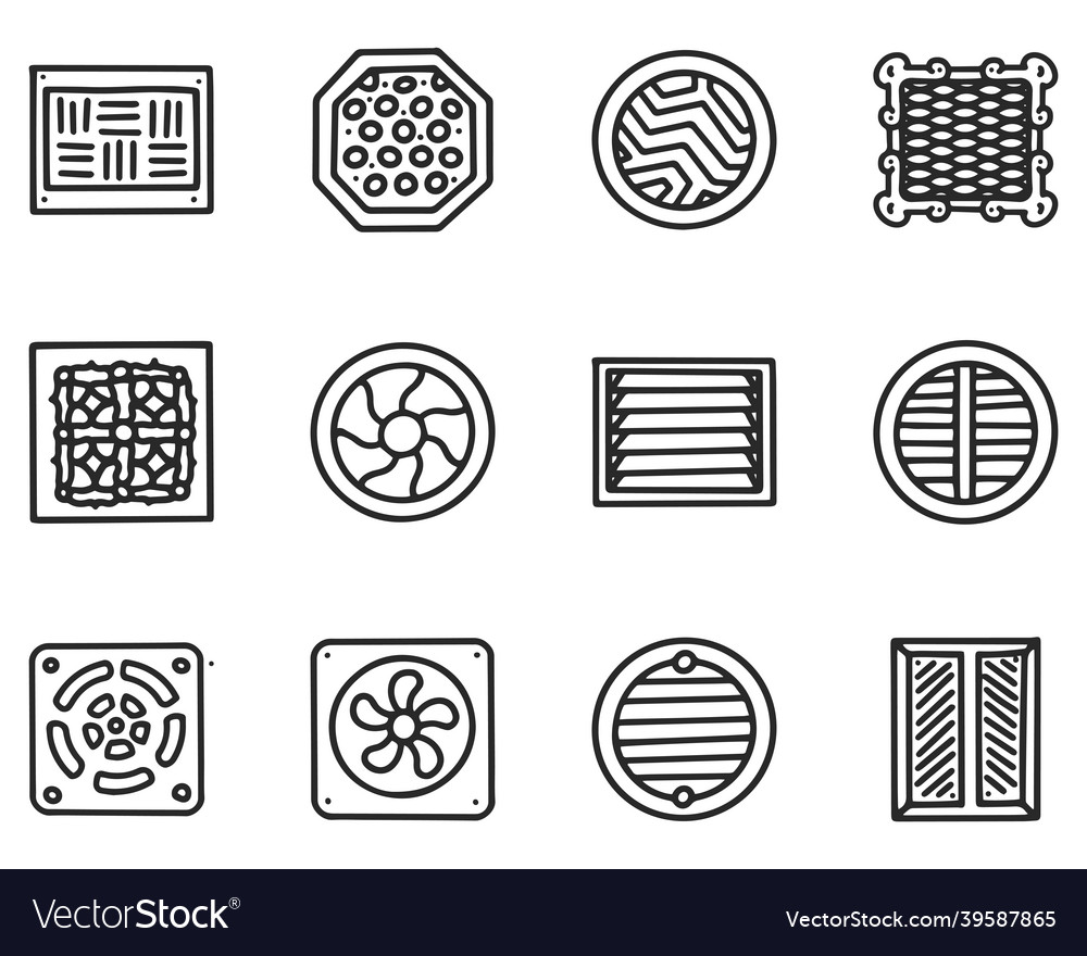 Ventilation panel line doodle simple icon Vector Image