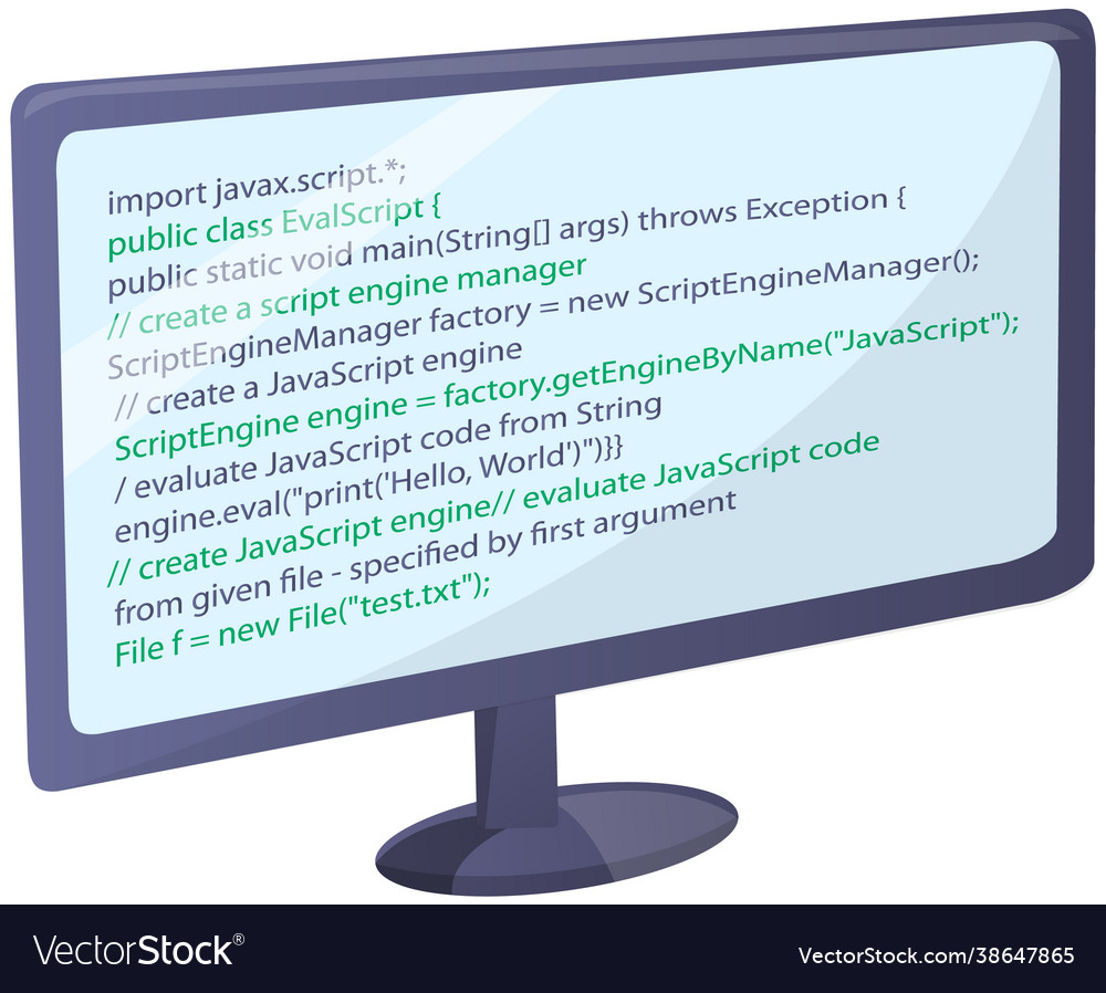 Workplace office worker programmer with code vector image Workplace office worker programmer with code