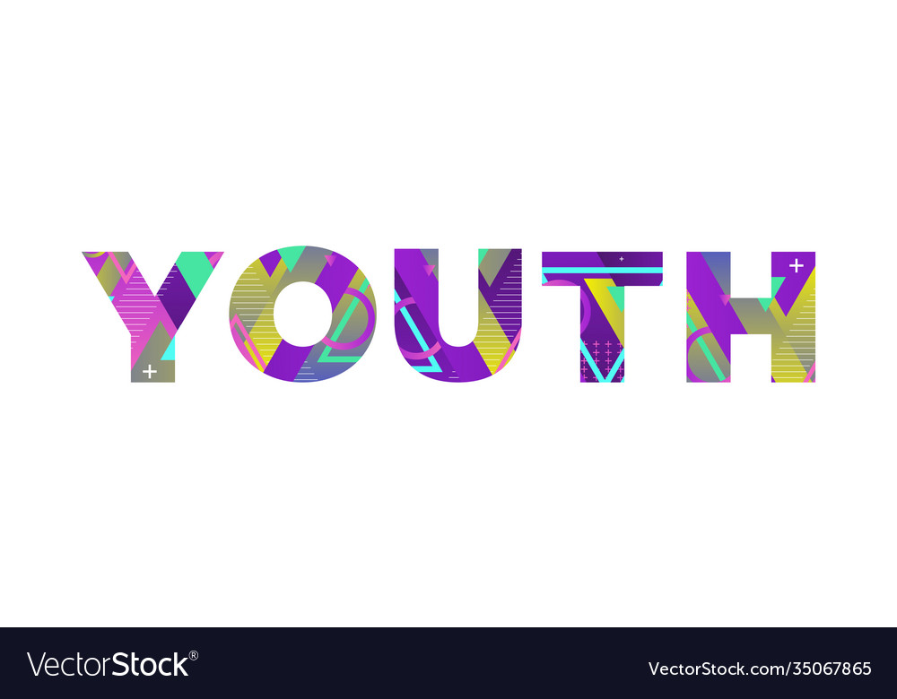 Youth concept retro colorful word art Royalty Free Vector