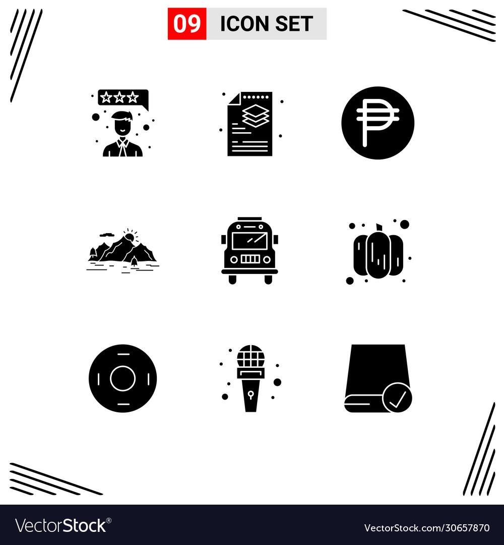 9 universal solid glyphs set for web and mobile