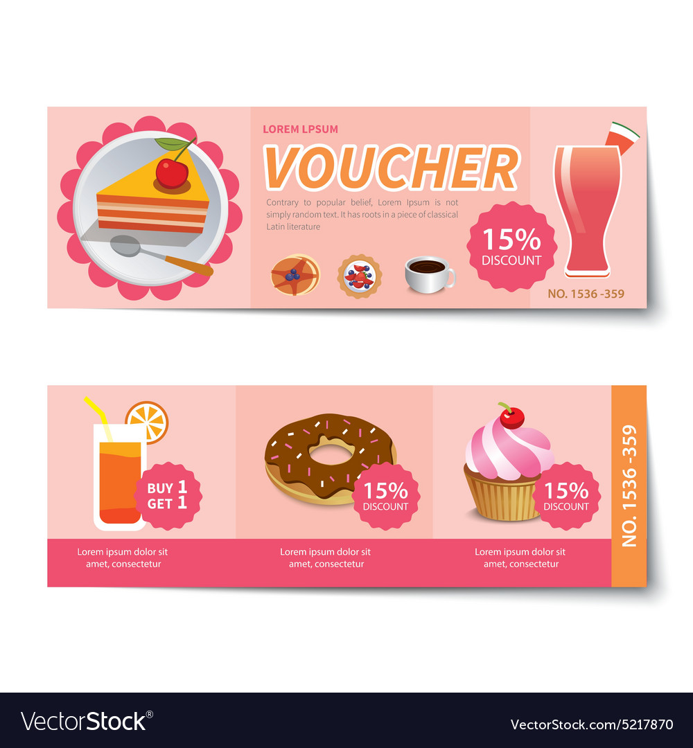 Bakery voucher discount template design Royalty Free Vector