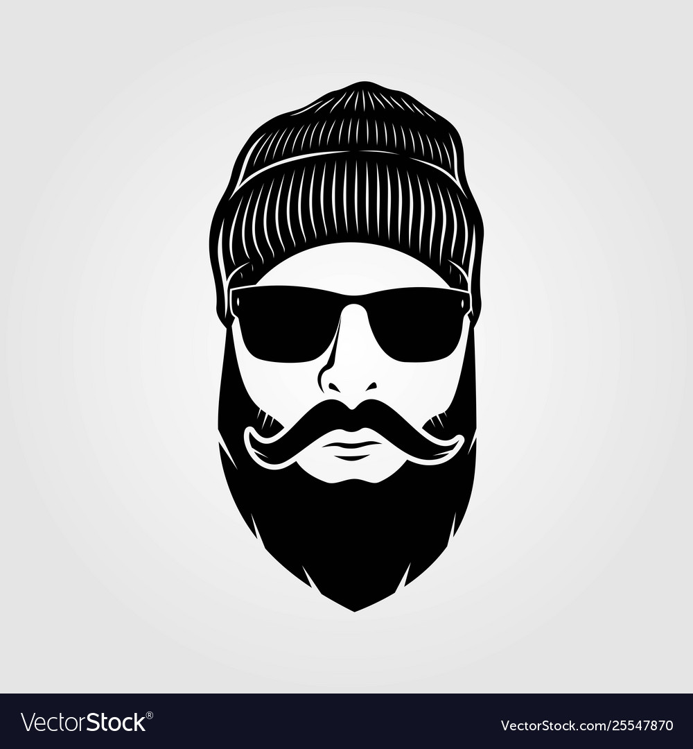 Bearded Men In Knit Hat Hipster Face Royalty Free Vector