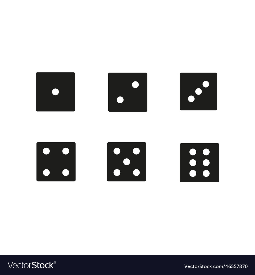 Black dice sides game icon set Royalty Free Vector Image