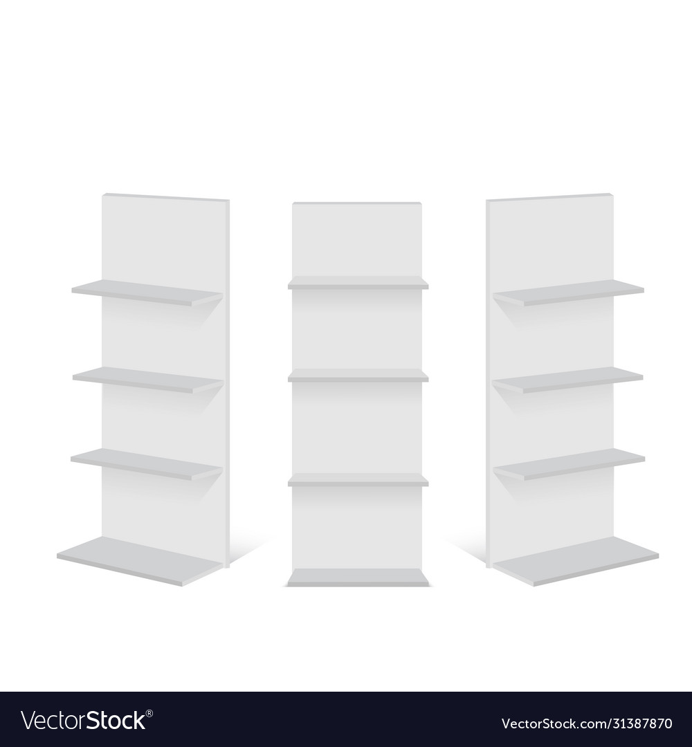 Blank empty showcase display with retail shelves
