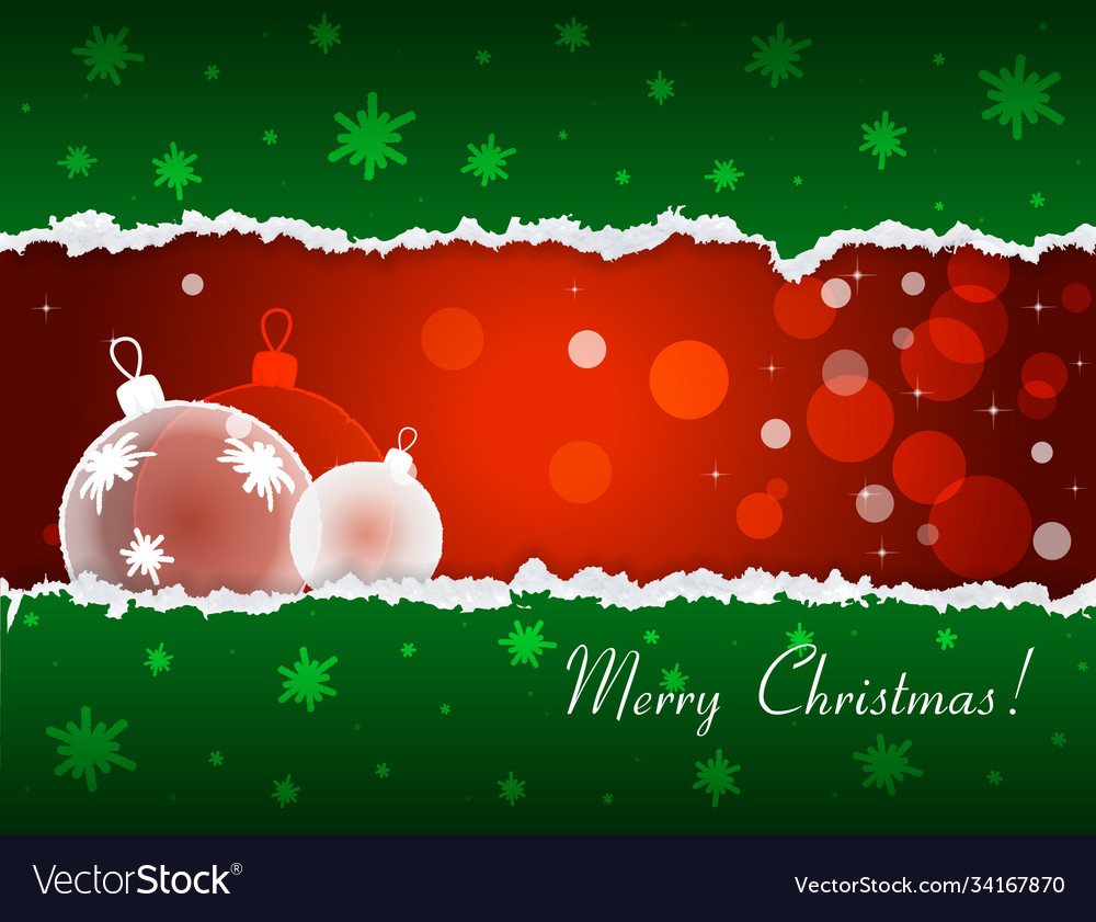 Christmas card with torn paper effect bokeh Vector Image Christmas card with torn paper effect bokeh
