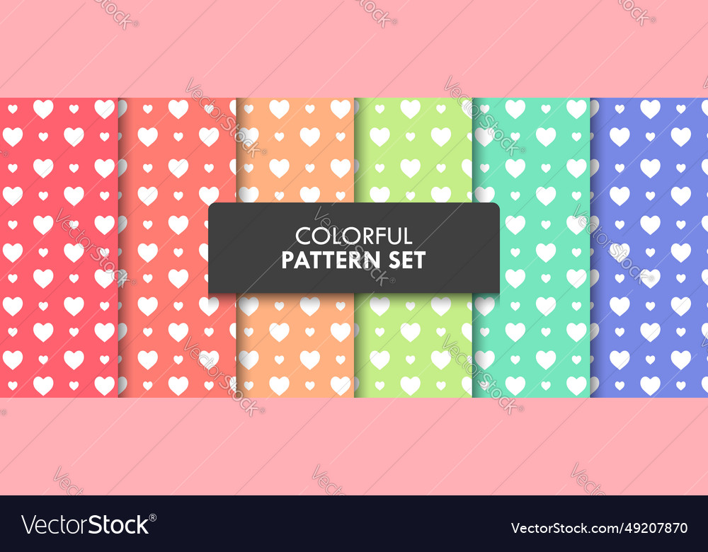 Colorful heart pattern background collection Vector Image Colorful heart pattern background collection