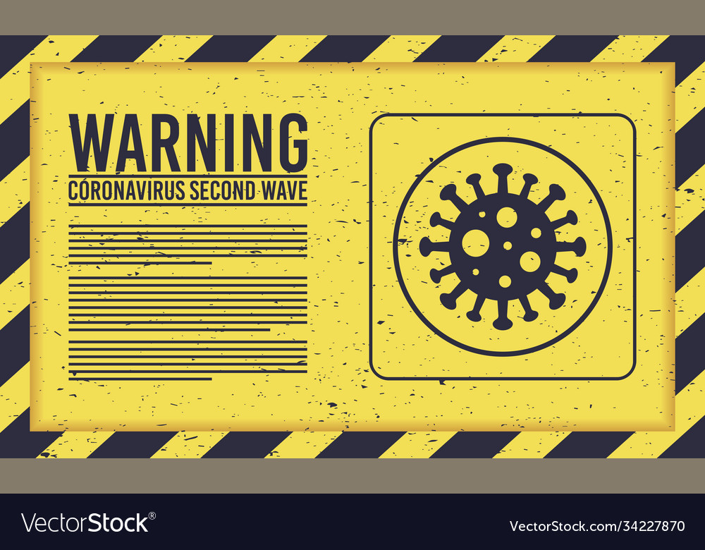 Covid19 second wave lettering campaign with virus Vector Image