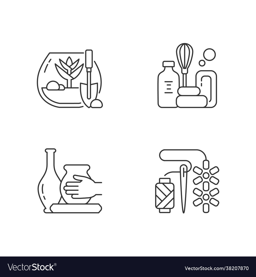 Creative hobbies linear icons set