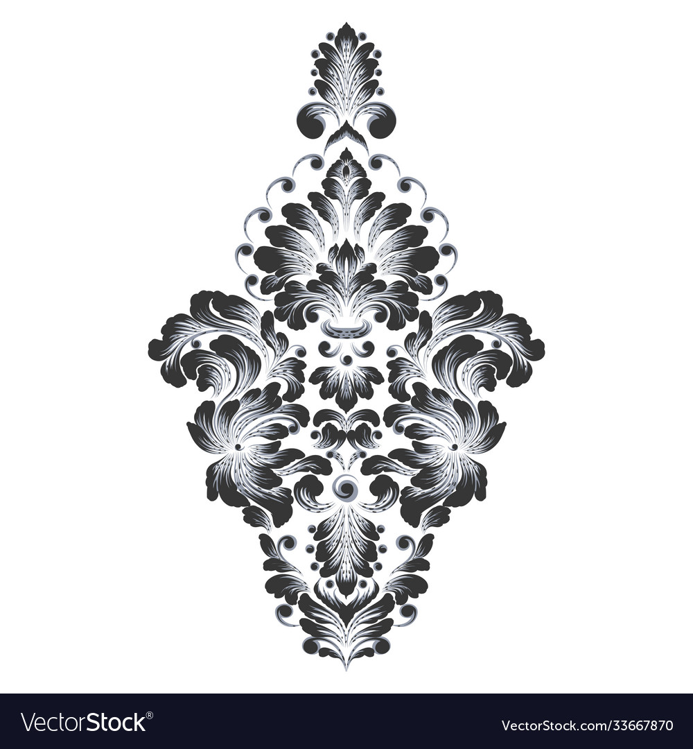 Damask element isolated central vector image Damask element isolated central