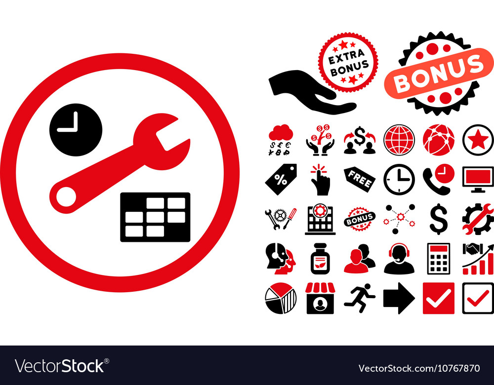 Date and time setup flat icon with bonus