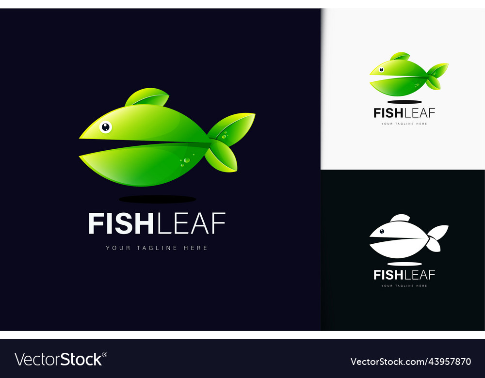 Fish leaf logo design with gradient