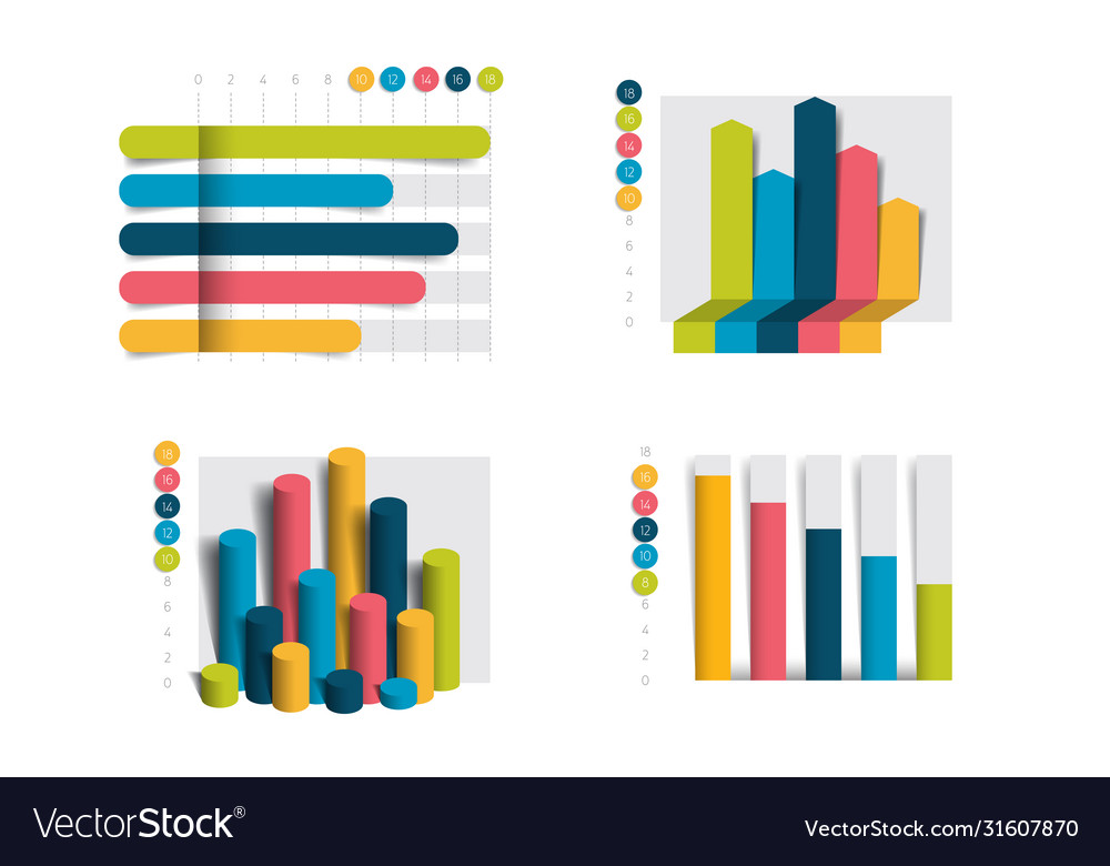 Flat chart graph with shadows effect simply color