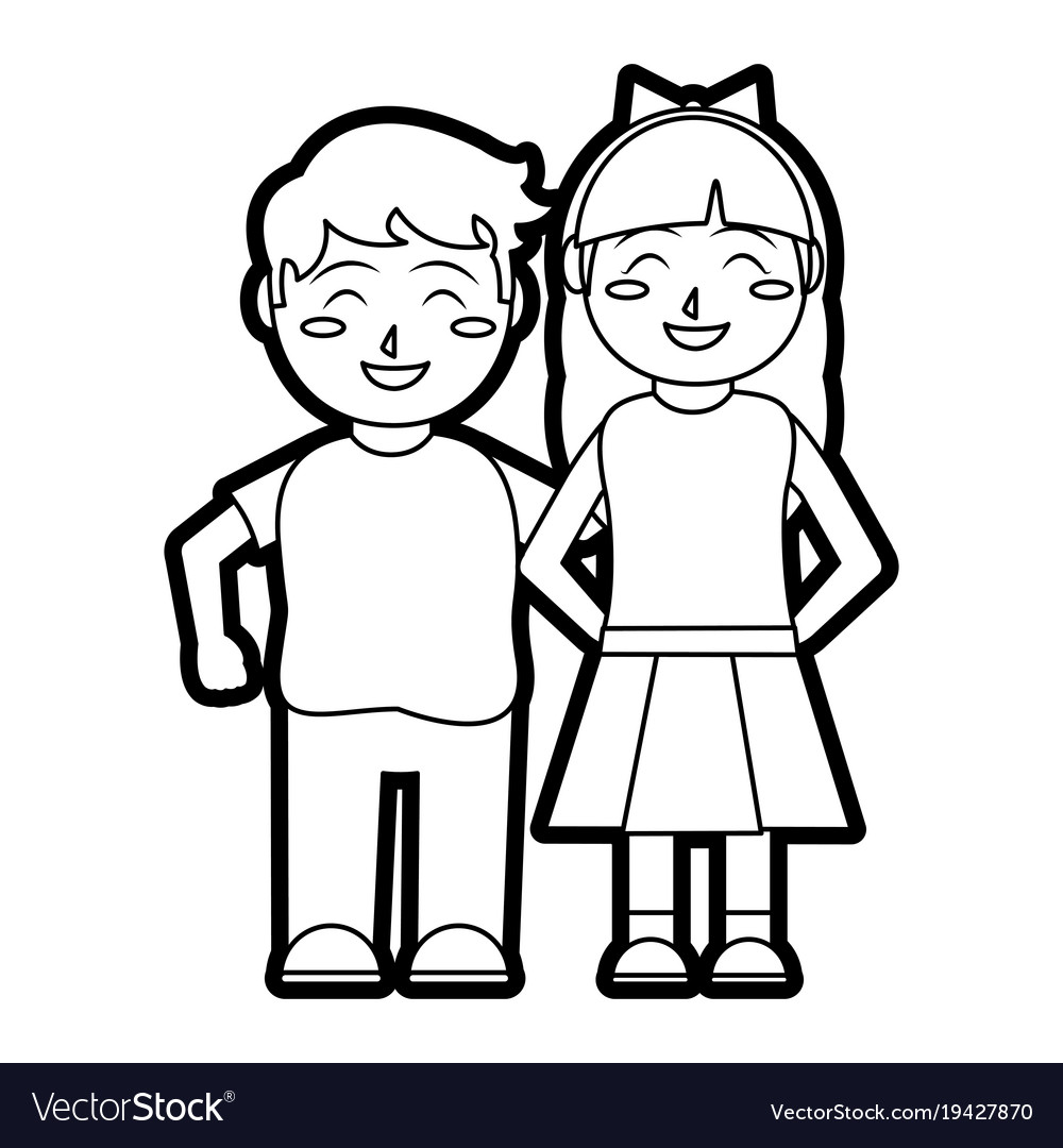 Girl and boy cartoon design Royalty Free Vector Image