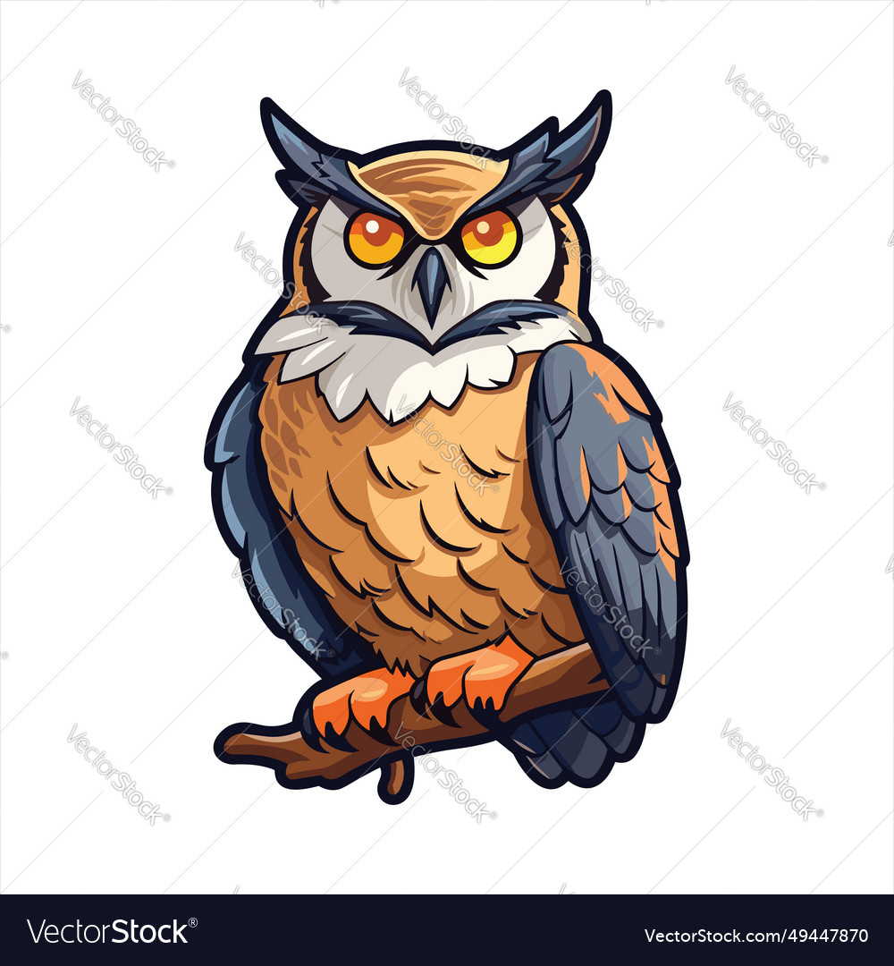 Great horned owl cute funny cartoon kawaii