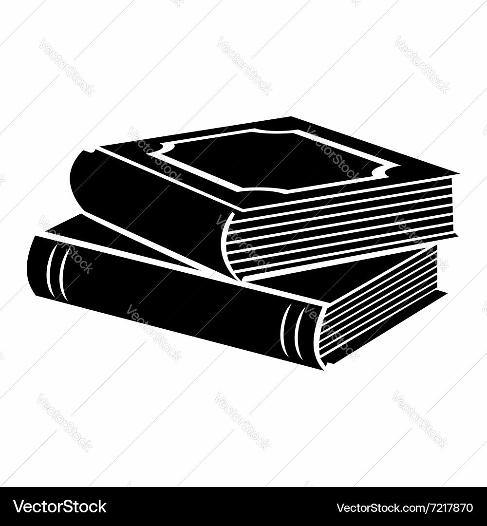Horizontal stack two books black simple icon Vector Image