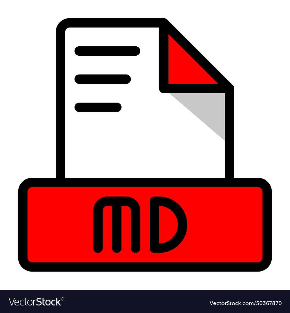 Md file icon colorful style design document Vector Image Md file icon colorful style design document