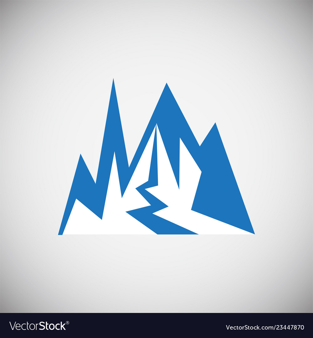 Mountain icon blue on white background for graphic