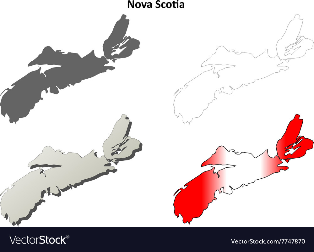 Nova scotia blank outline map set