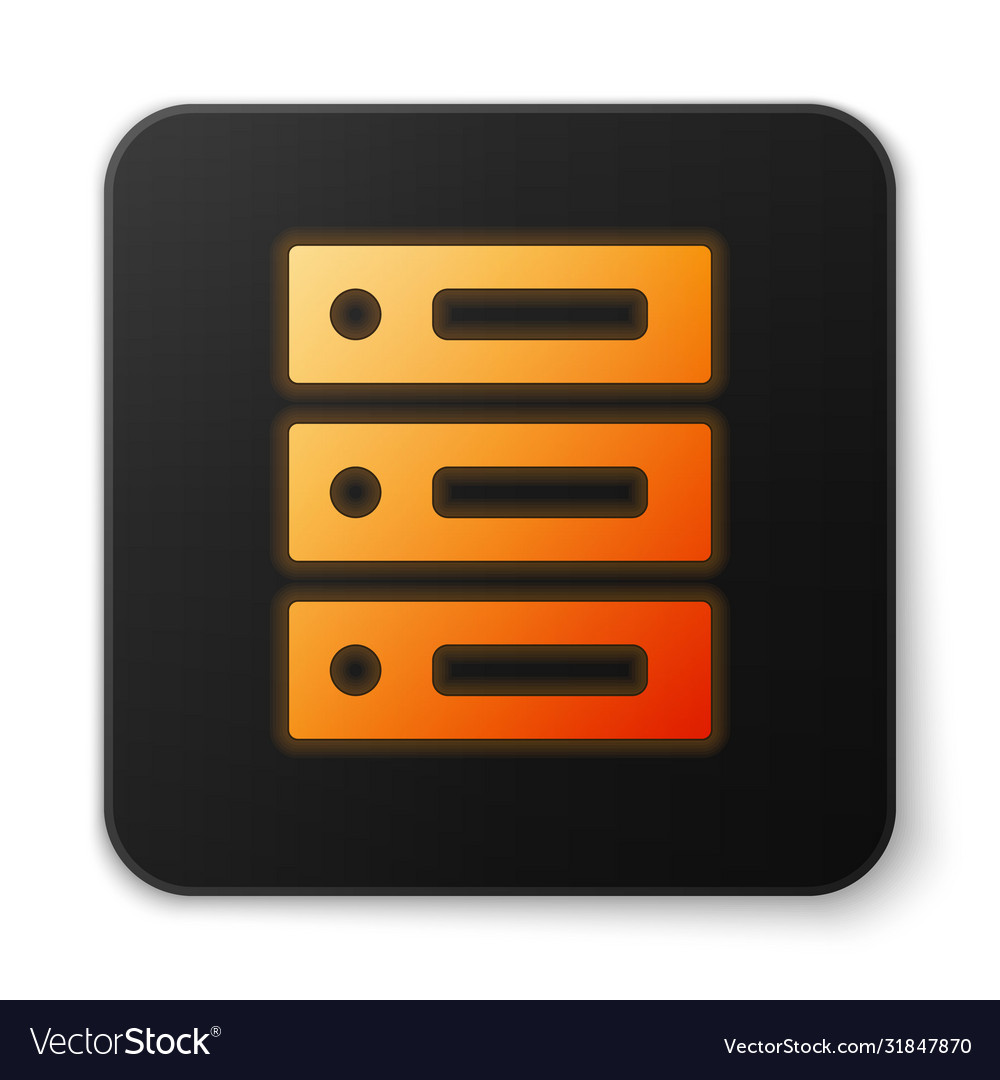 Orange glowing neon server data web hosting icon