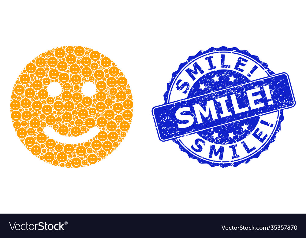 Rubber smile exclamation round stamp and recursion