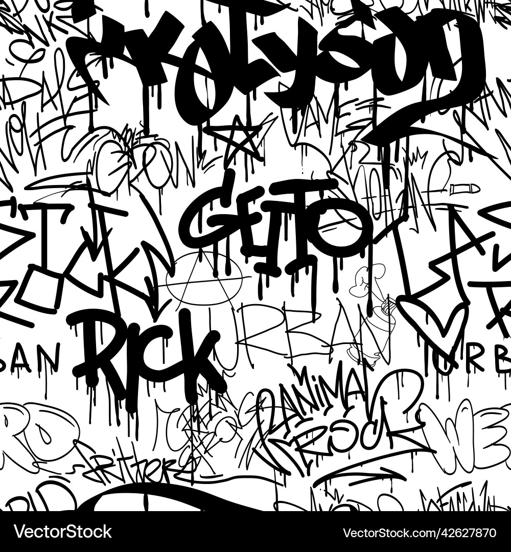 Seamless pattern graffiti street art tag Vector Image