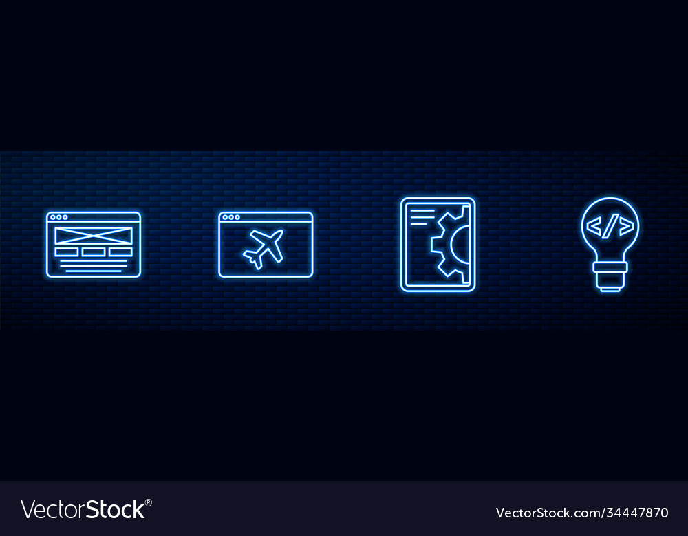 Set line web development ui or ux design website vector image Set line web development ui or ux design website