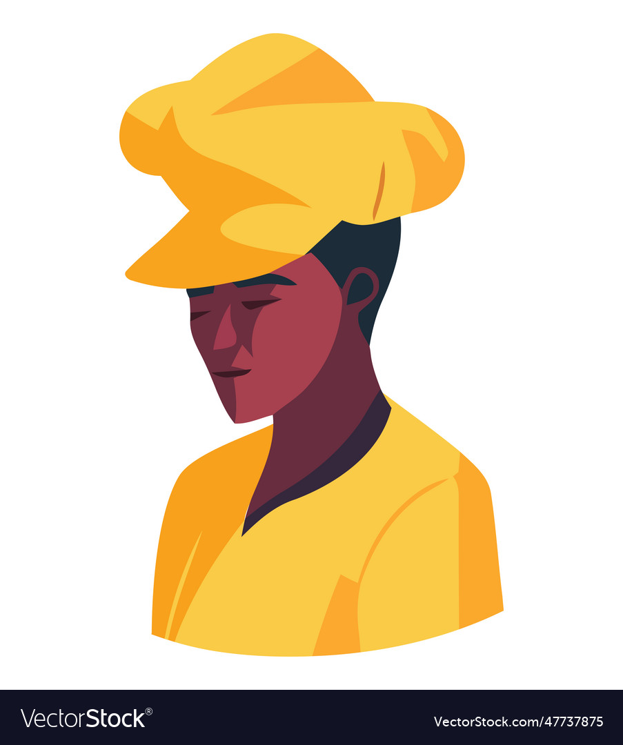 A of chef man in yellow cap