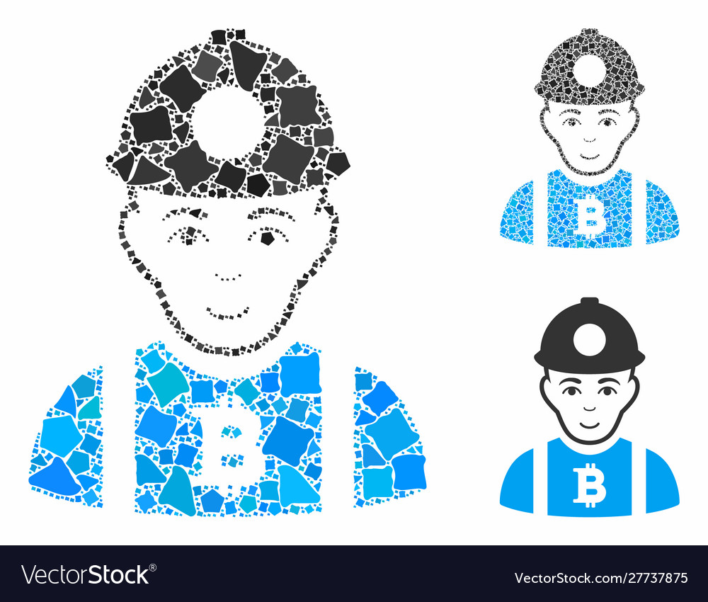 Bitcoin miner composition icon bumpy items vector image Bitcoin miner composition icon bumpy items