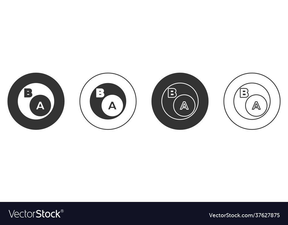 Black subsets mathematics a is subset b icon vector image Black subsets mathematics a is subset b icon