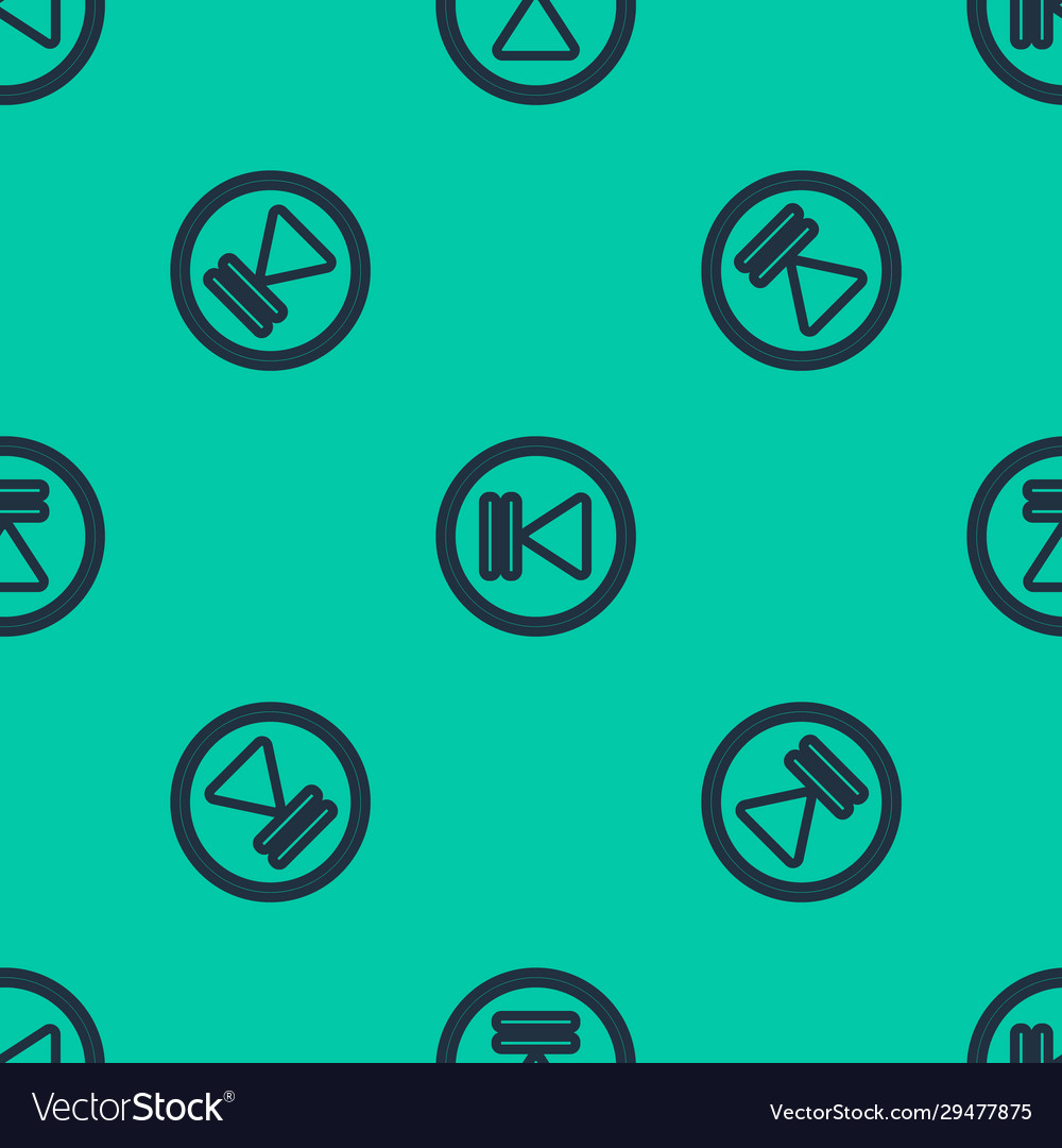 Blue line rewind icon isolated seamless pattern
