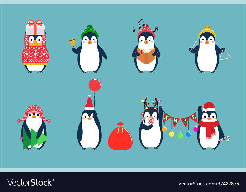 Christmas penguin characters penguins cartoon