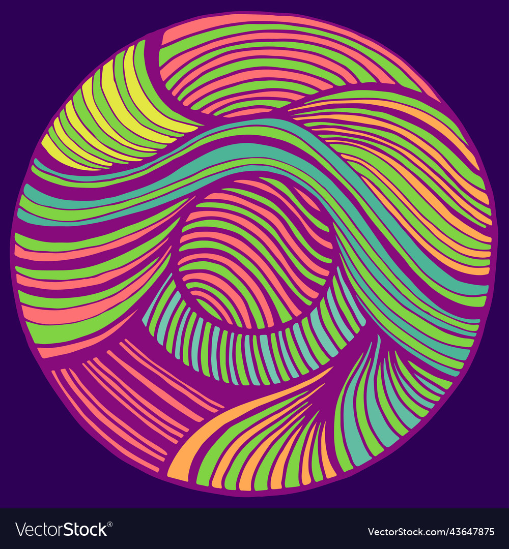 Circle doodle style pattern with multicolor lines vector image Circle doodle style pattern with multicolor lines