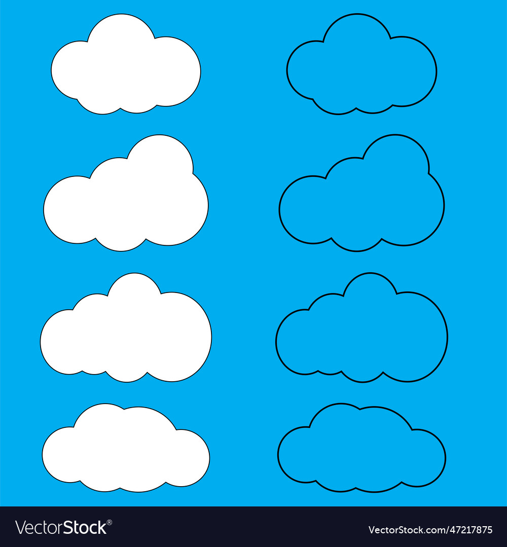 Clouds line art iconsky flat collection for web Vector Image